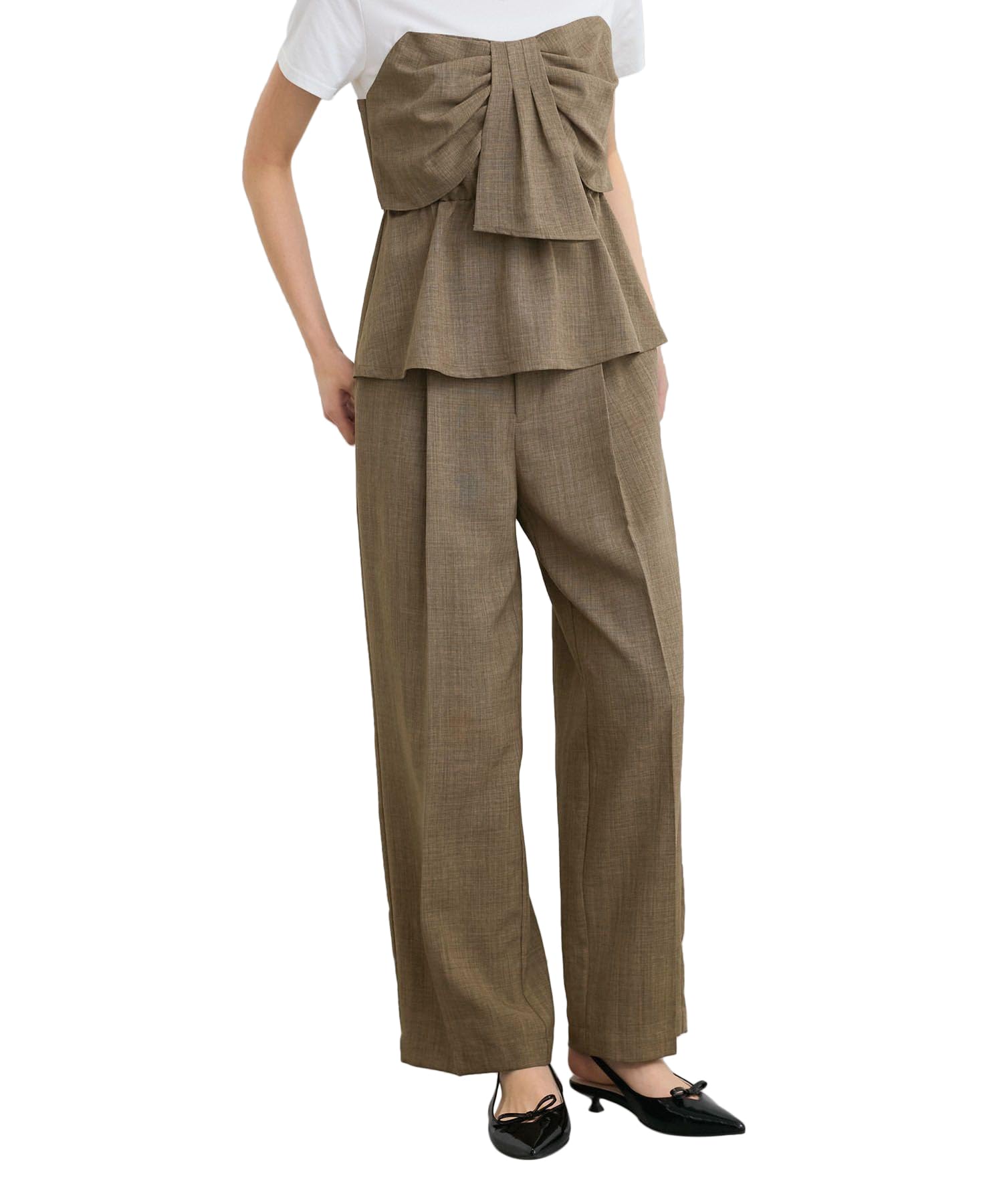 

Slacks wide slacks pants to the BVS35100 Khaki sub [BIS] [Bieasy] Linen-like one-tuck [Cool touch/washable] [Set-up compatible] Women s