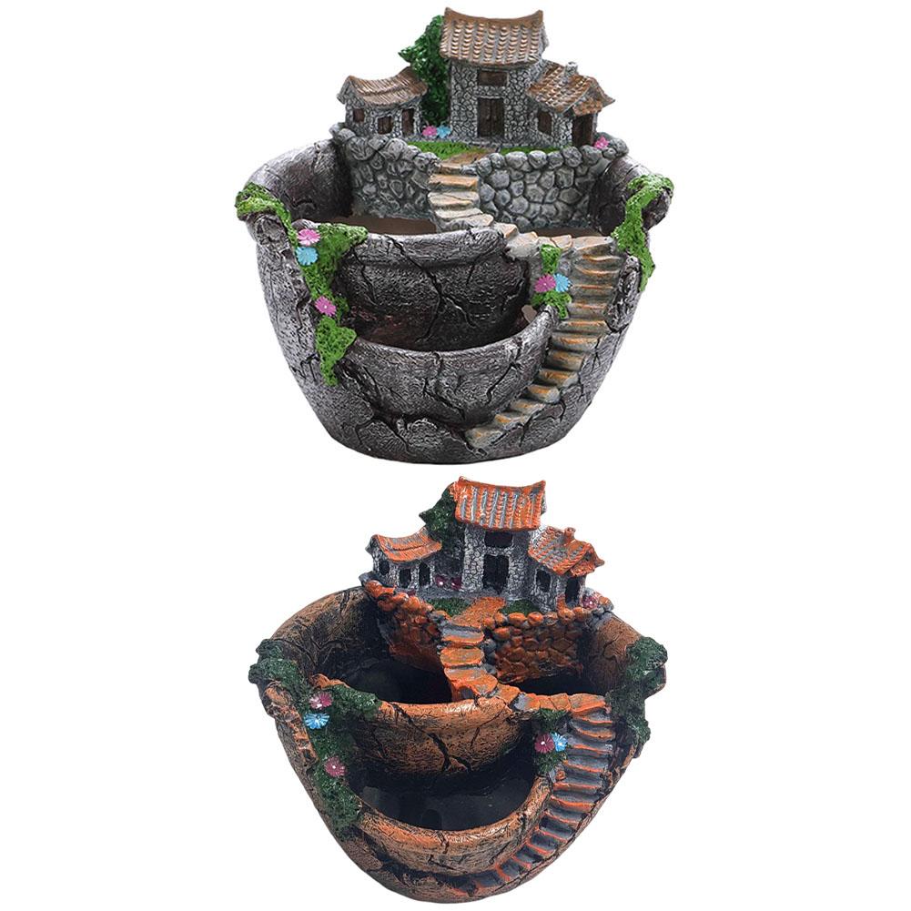 Succulent Pot Small Plant Holder Decorative Bonsai Container Multi-Function Garden Plant Pot Vat Shape for Herb Cactus Succulent