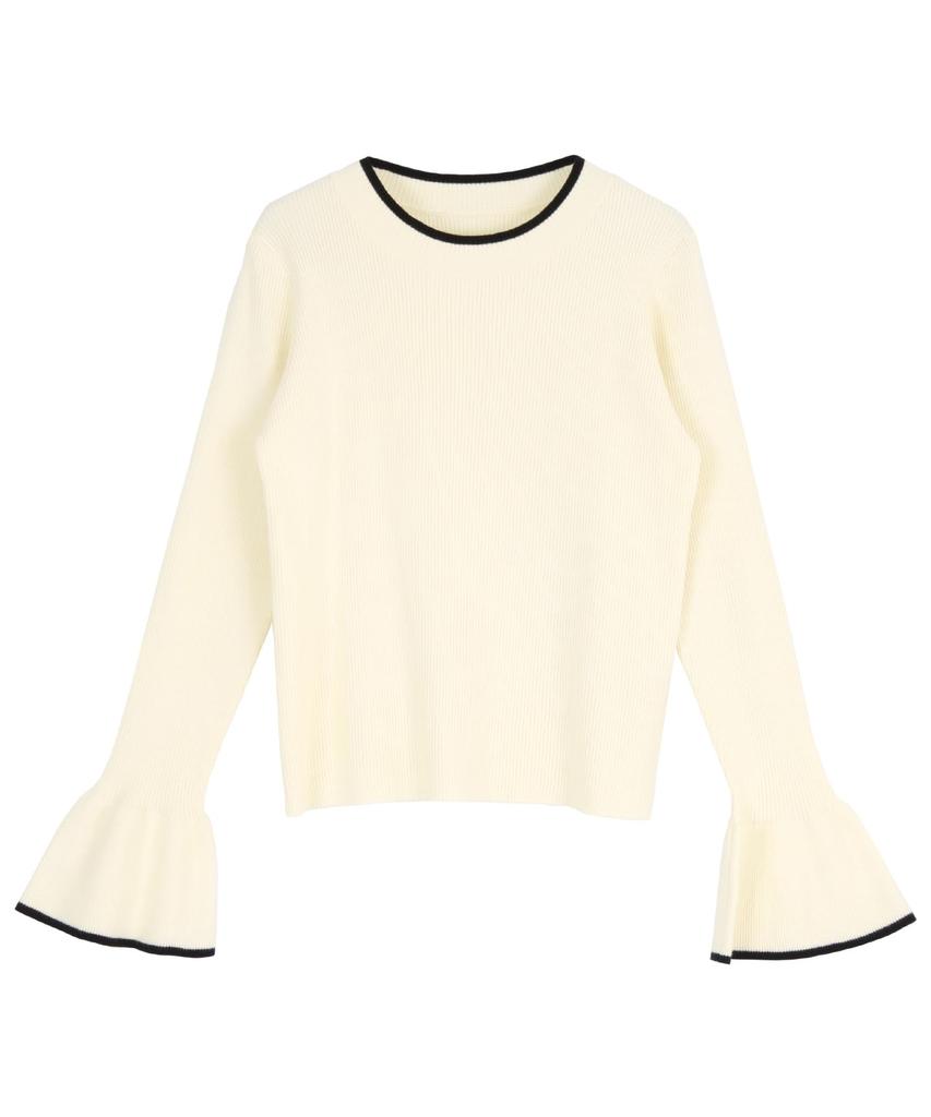 Titibait Crew Neck Bell Sleeve Knit White (ACXP3773), Women's, Medium,