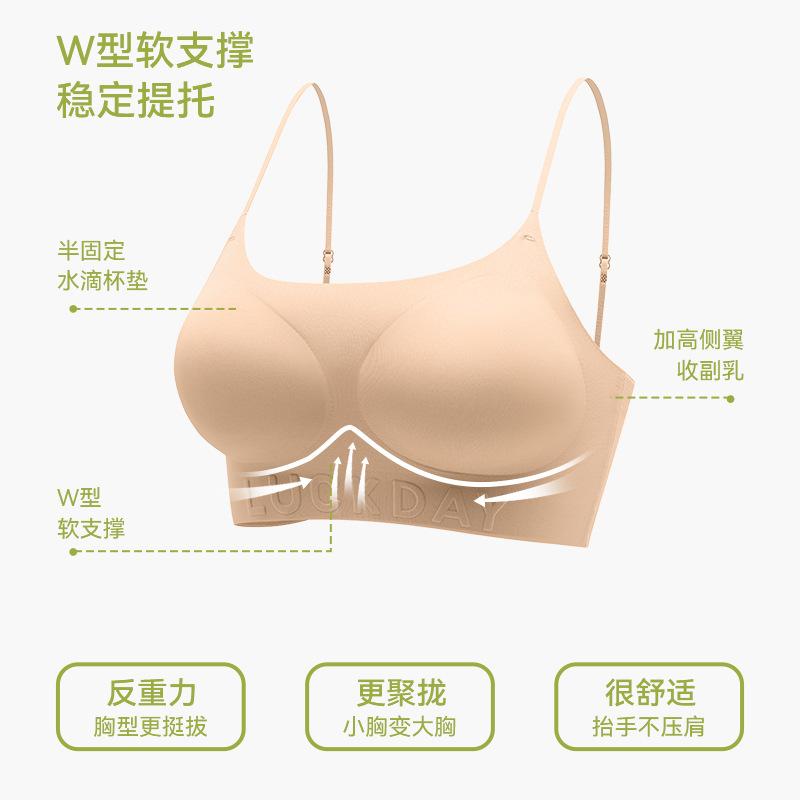 Traceless bra liquid foundation underwear women's invisible clothing impenetrable beautiful back bra thin shoulder straps gather outer expansion