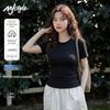 MJ STYLE Women's Solid Color Slim Fit Round Neck Short Sleeve T-Shirt