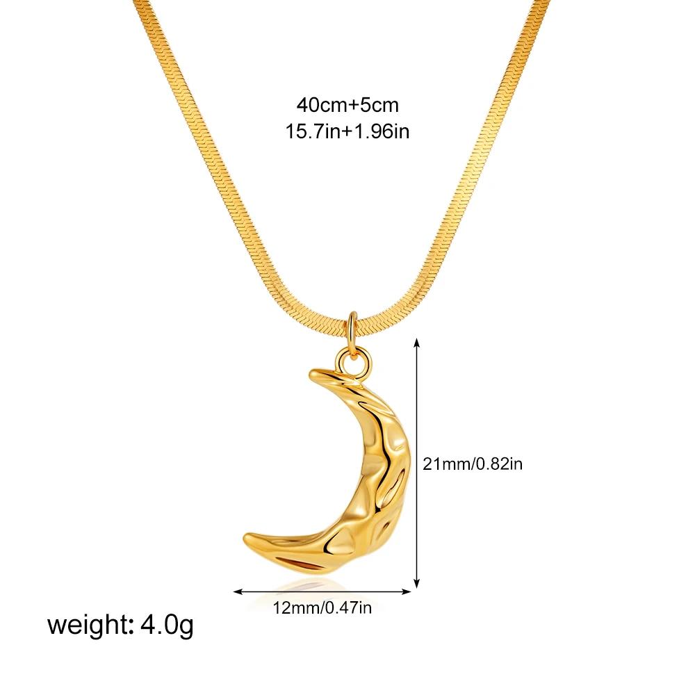 

Vintage Moon Star Heart Square Pendant Stainless Steel Necklace for Women 18K Gold Plated Snake Chain Neckalces Fashion Zircon