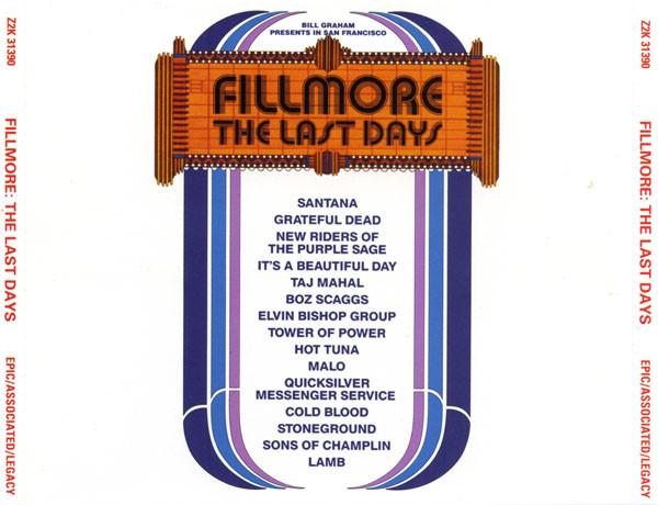 CD VARIOUS - Fillmore: The Last Days  31390 Epic Associated 1991 US Rock Used