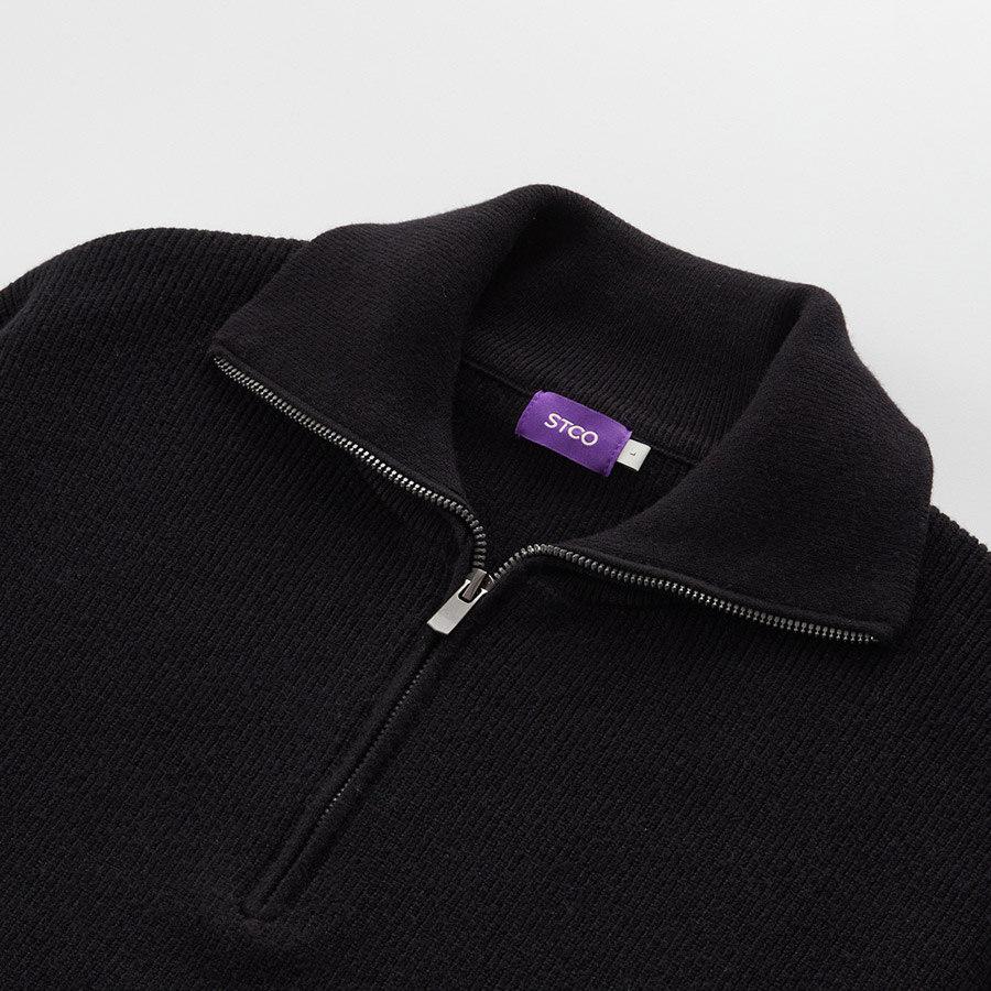 STCO Half Zip Knit Black (Oversized)_Sktva72Osb