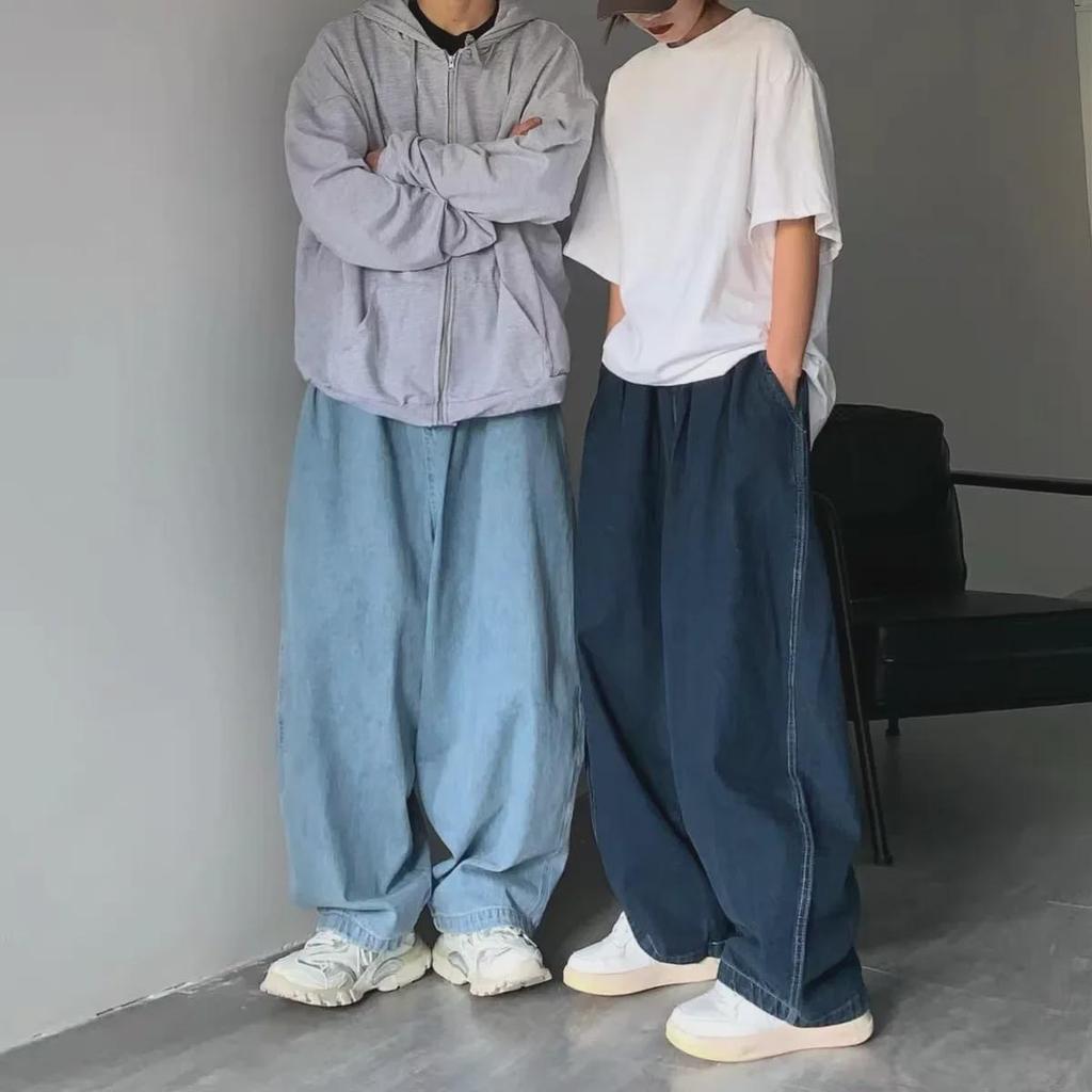 Unisex Oversized Japanese Street Style Wide-Leg Denim Pants