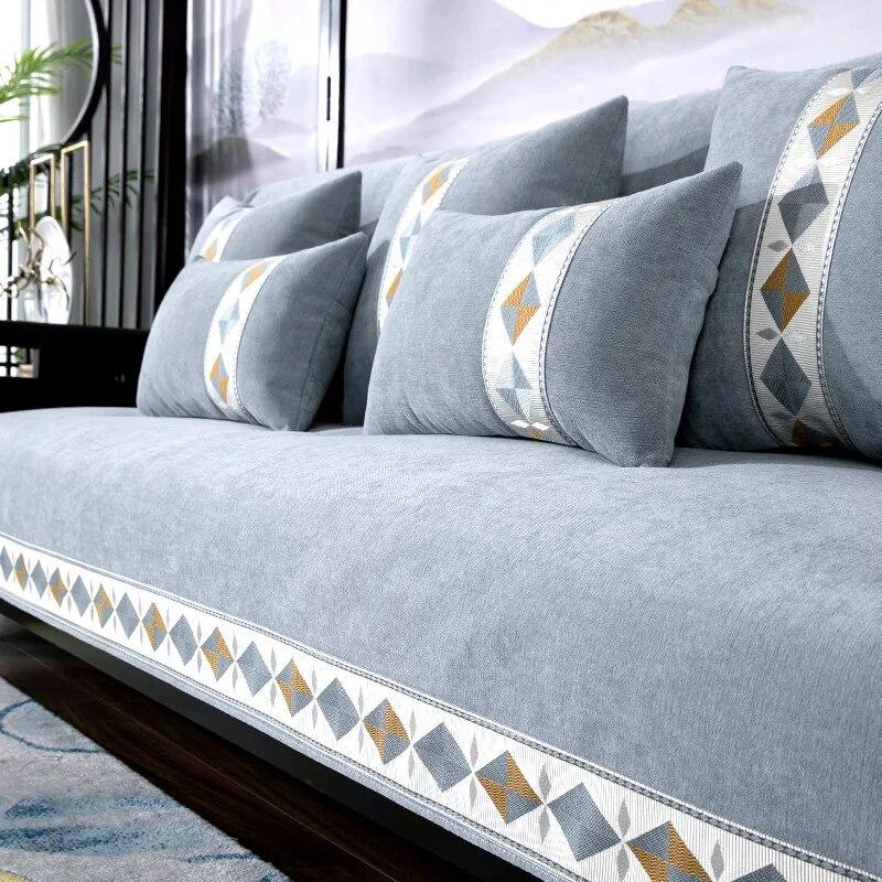 

Новый китайский нескользящий чехол для дивана, однотонная кожаная подушка для дивана, современный четырехсезонный универсальный защитный чехол для дивана в гостиной 70x70cm 1pcs