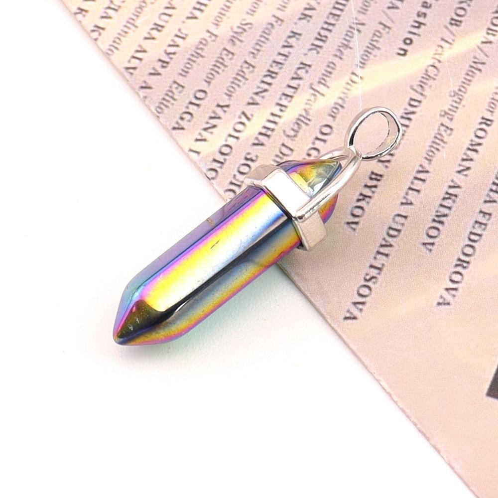 Hexagonal Column Natural Amethyst Powder Crystal Winding Hexagonal Column Pendant Handmade Bullet Necklace Jewelry N788