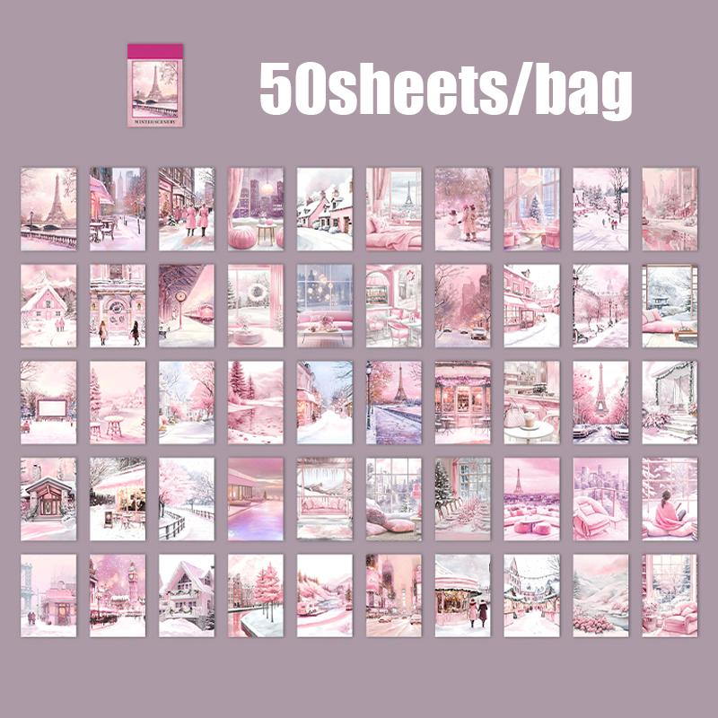 

Мистер. Книга наклеек «Бумажный зимний пейзаж» 50 листов/упаковка Романтический Париж Уличные розовые снежные пейзажи Наклейки Семейные блокноты DIY Подарок