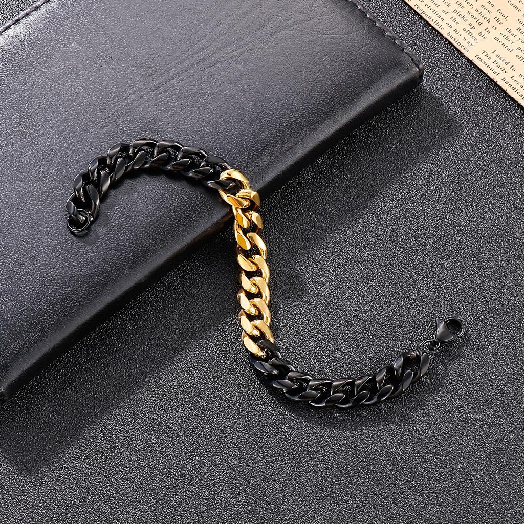 Trendy Cuban ChainMen's Wristband Armband Bracelet 10mm Splicing Chains Stainless Steel Jewelry