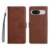 For Google Pixel 8 Leather Wallet Case with Strap Solid Color Phone Stand Cover