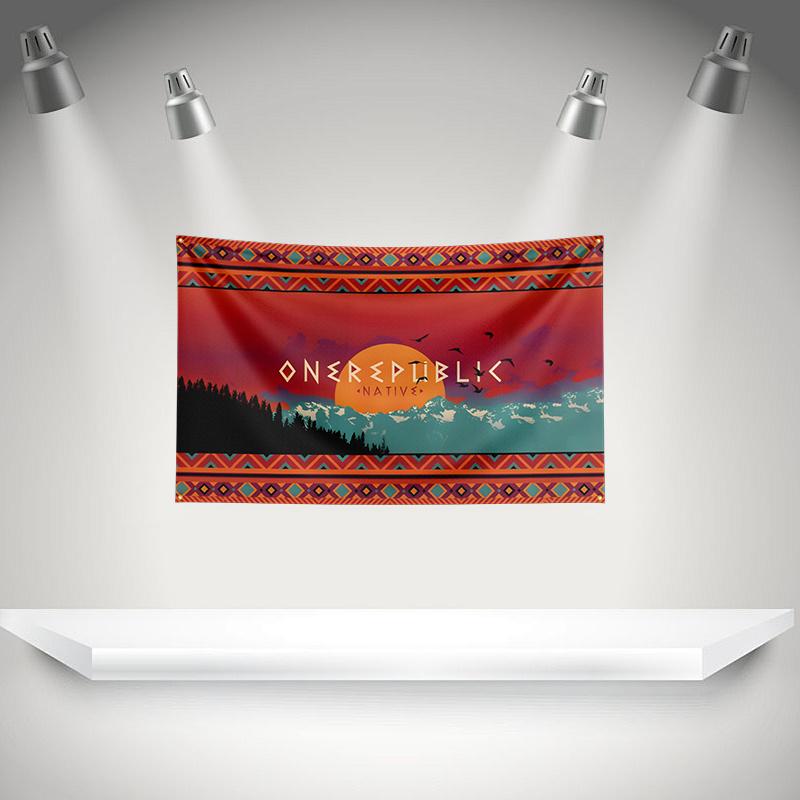 O-OneRepublic Flag Rock Music Band Banner HD Printing Tapestry Exhibition Music Band Fans Garage Decor