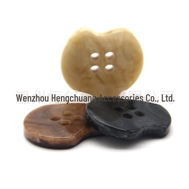 Hengchuang Special-Shaped Resin Four-Hole Buttons for Casual Jackets and Coats.