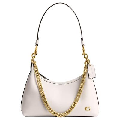 Juliet 25 Logo Reißverschluss Leder Schulter-Tragetasche Mittel Damen Handtaschen Kreide CW640-B4HA
