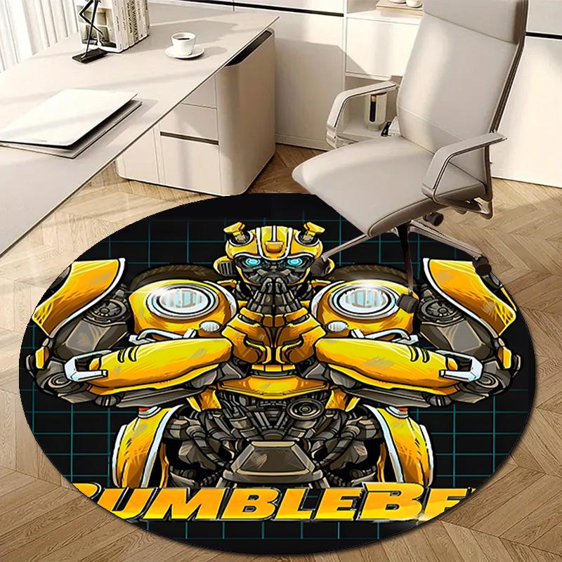 1pc Bumblebee2 Design Printed Area Round Carpet for Bedroom Living Room Home Decor Rugs Mat Non Slip Mat Rug for Bedside