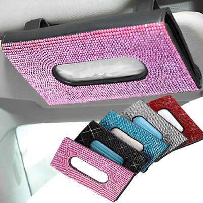 Strass Auto Taschentuchhalter Auto Sonnenblende Taschentuch Organizer Box Halter Auto Innenraum Aufbewahrung Dekor für Automobilzubehör
