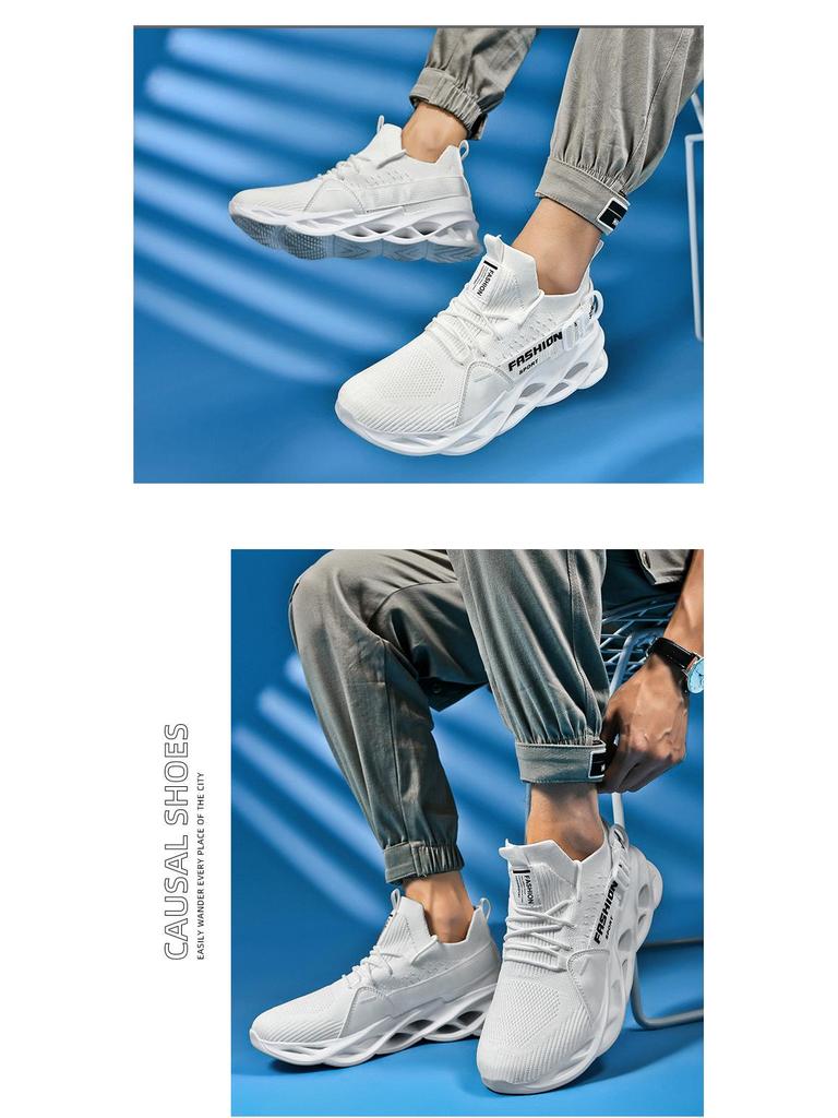 נעלי סניקרס קלות לגברים ללא שרוכים - עיצוב גרב פנימי, נעלי ריצה אופנתיות לאביב/סתיו, סגנון זוגי, מידות גדולות זמינות.