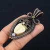 Carved Bone Face Gemstone Pure Copper Wire Wrapped Designer Handmade Pendant Jewelry Gift