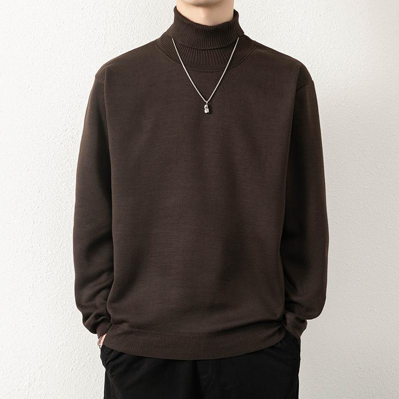 2024 Pánské rolákové svetry Zimní teplý pletený pulovr Korejský jednobarevný ležérní slim svetr Pánské oblečení Spodní tričko
