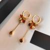 Autumn/Winter Retro Tassel Pearl Tiger Eye Ear Cuff - High-End, Versatile Luxury Earrings