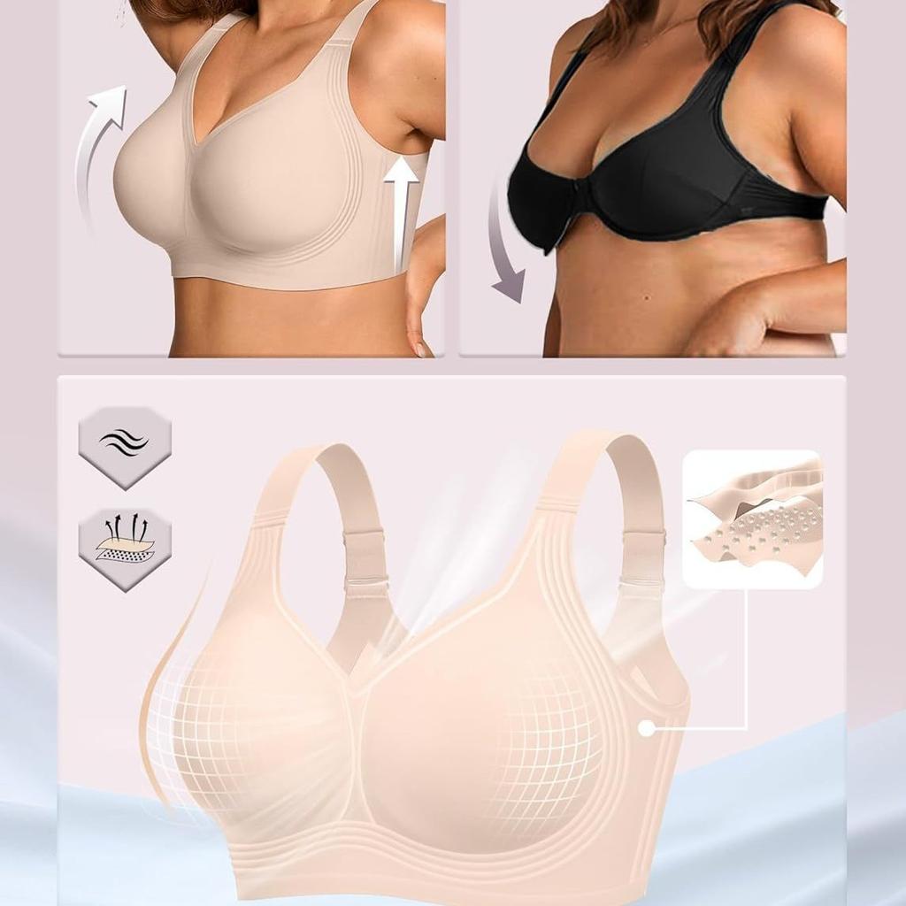 OEAK Reggiseno in Gel Wireless da Donna Taglie Forti Supporto Senza Cuciture Copertura Completa Push-Up Comodo Senza Ferretto
