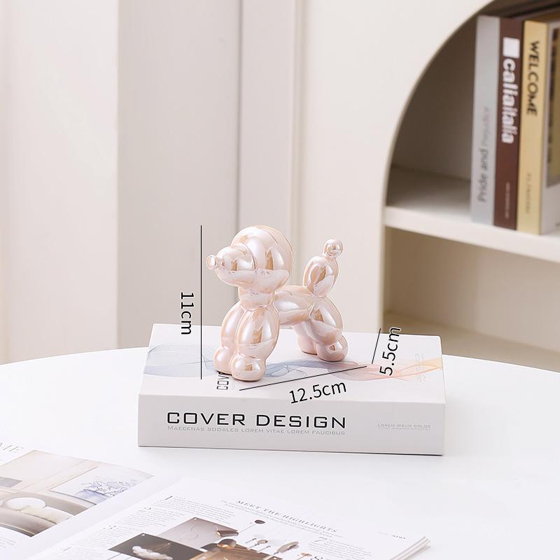 12.5cm Mini Ceramic Poodle Abstract Ornament Creative Sculpture Study Room Statue Home Office Accessories Festival Decoration