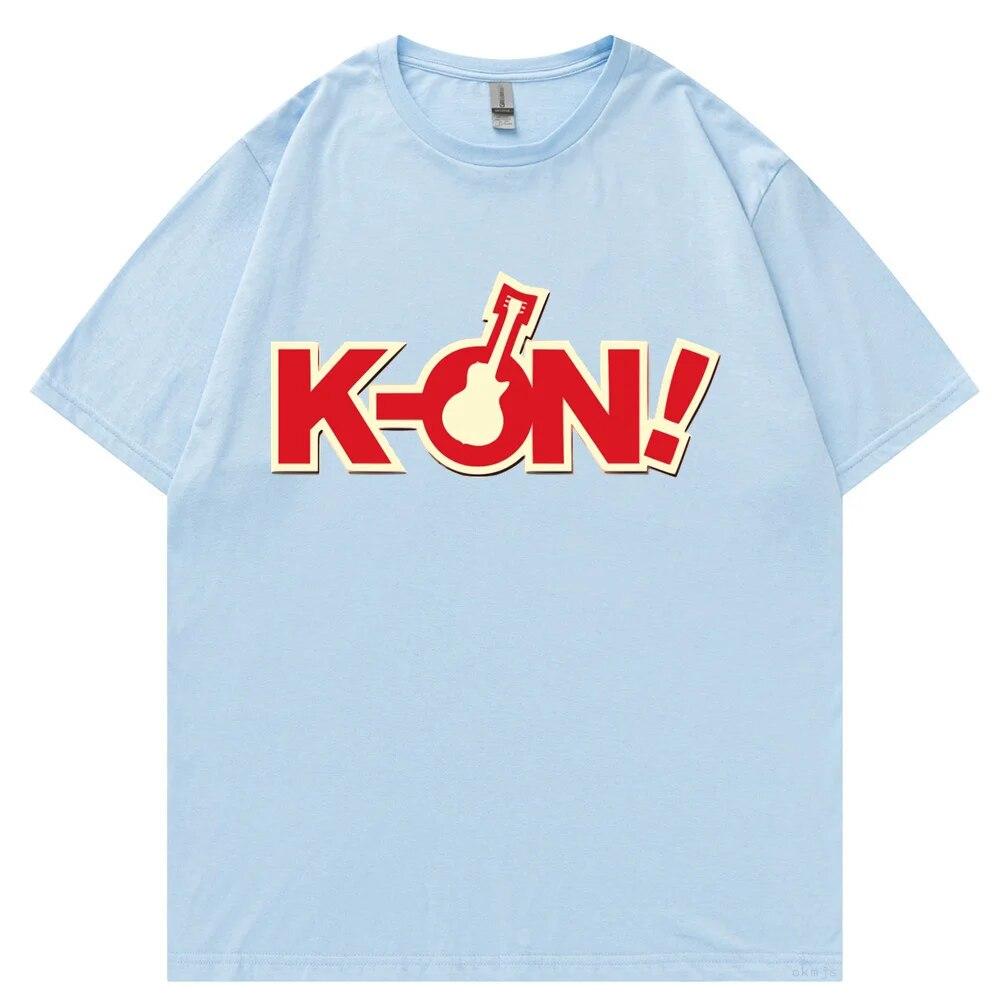 T-Shirt Unisex k-on Grafik weißes T-Shirt Vintage Grunge Japan T-Shirt Grafikästhetik Übergroßes Baumwoll-Kurzarm-T-Shirt T-Shirt