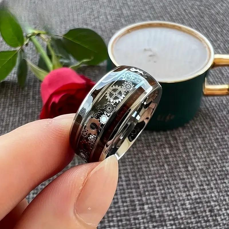 10Mm popular ring European and American fashion creative gear patch men s ring jewelry spot 7 чёрный