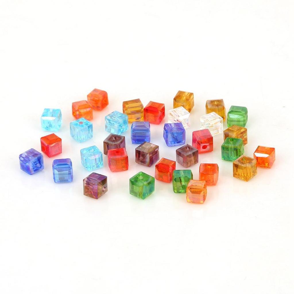 2-8mm Mixed Color Square Glass Crystal Beads for Handmade DIY Jewelry and Necklaces