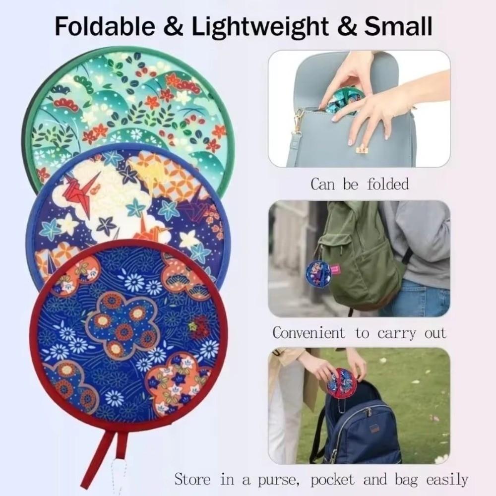 Japanese Style Folding Fan Mini Size Round Decorative Fan Summer Handheld Fan