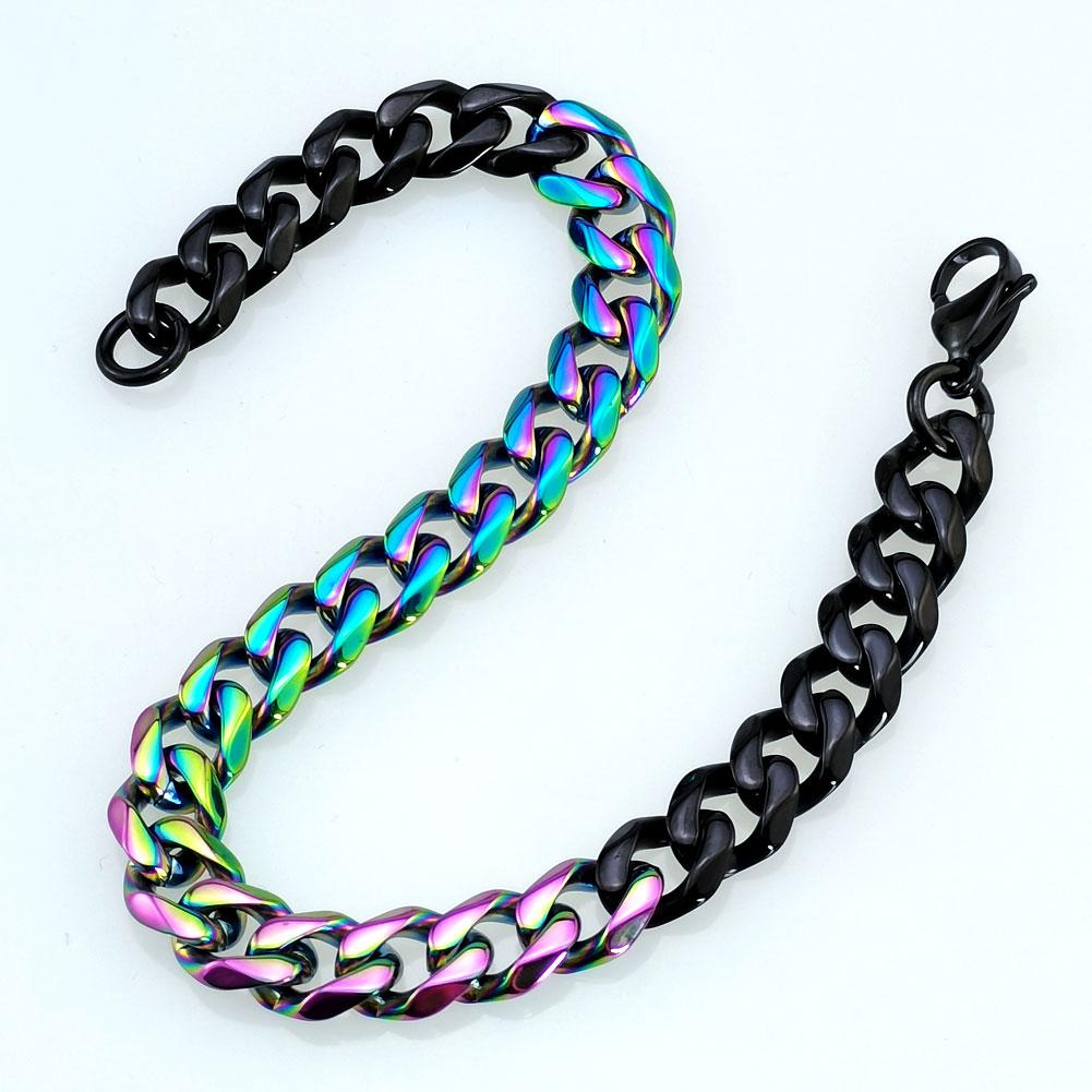 New 316L stainless steel black and iridescence dual Hip hop bracelet anklet