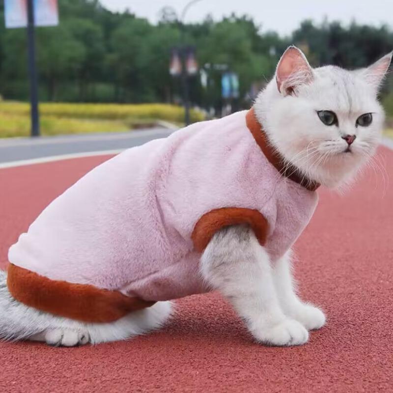 Winter Cat Clothes Thickened Warm, Cartoon Embroidery Plush Pet Coat for Cats – 4 Sizes S-XL
