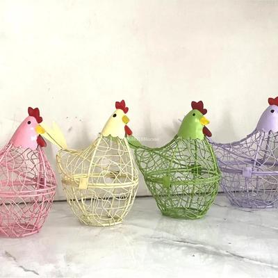 Egg Basket Iron Wire Chicken Shaped Egg Holder Easter Eggs Storage Basket for Kitchen Home Decorations Kitchen Accessories