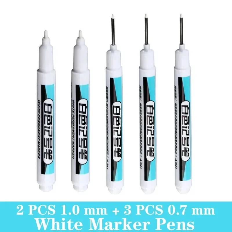 1/3/5 PCS White Paint Markers Pens Oily Waterproof Plastic Large Capacity White Marker School Supplies Stationery 0.7/1.0/2.5mm