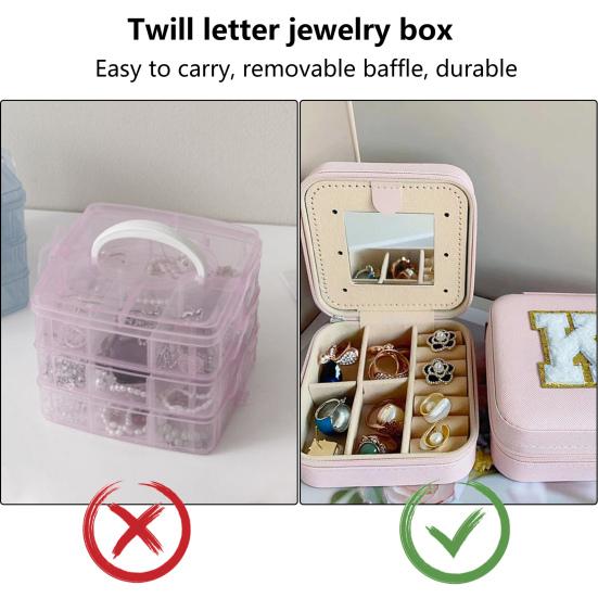 Scatola Organizer per Gioielli Decorazione Alfabetica Multi Scomparti Custodia per Gioielli Orecchini Collane con Specchio Articoli per la Casa