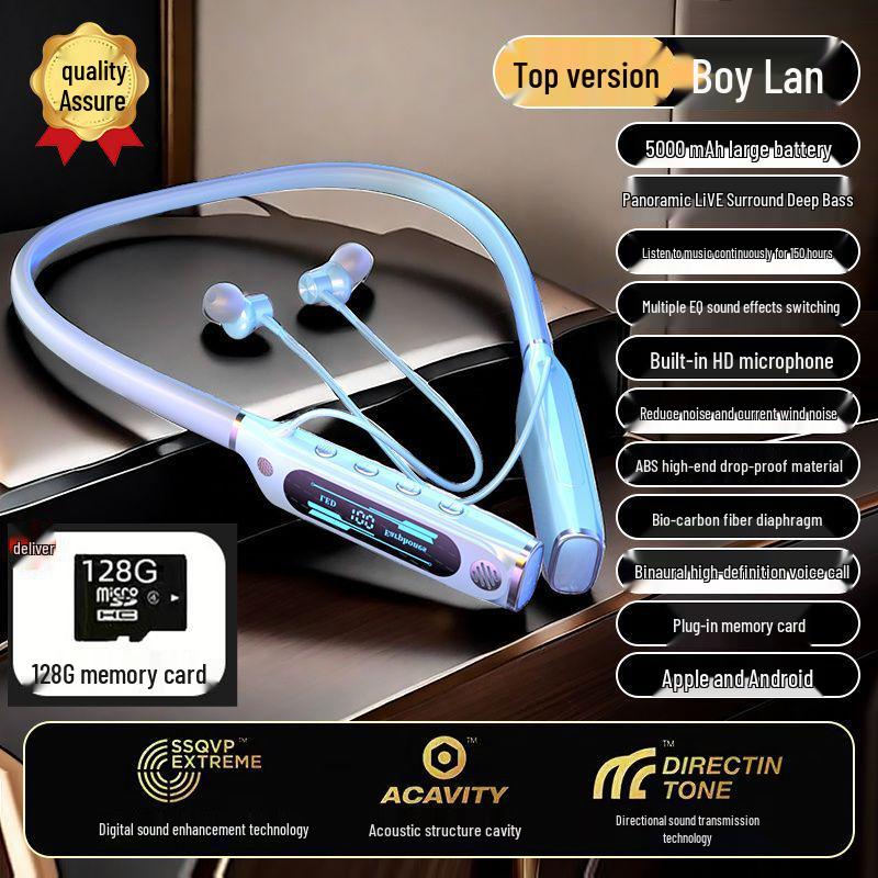 2025 Wireless Bluetooth Neckband Headphones: Sports Design, Extra-Long Battery, Noise Cancelling, Deep Bass, Apple & Android Compatible