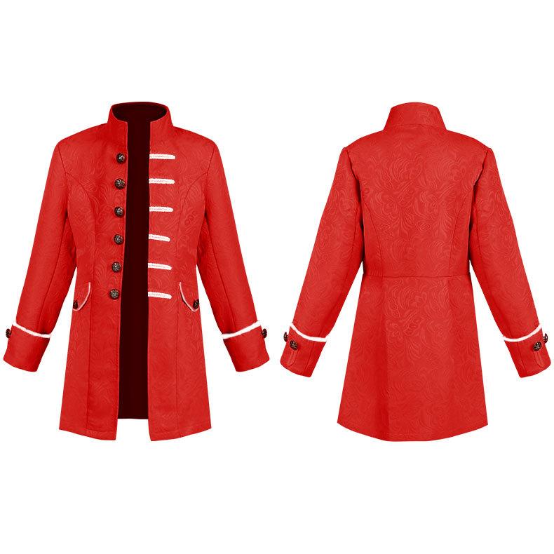 2026 new men's and children's dress coat solid color fashion steampunk retro uniform stand-up collar