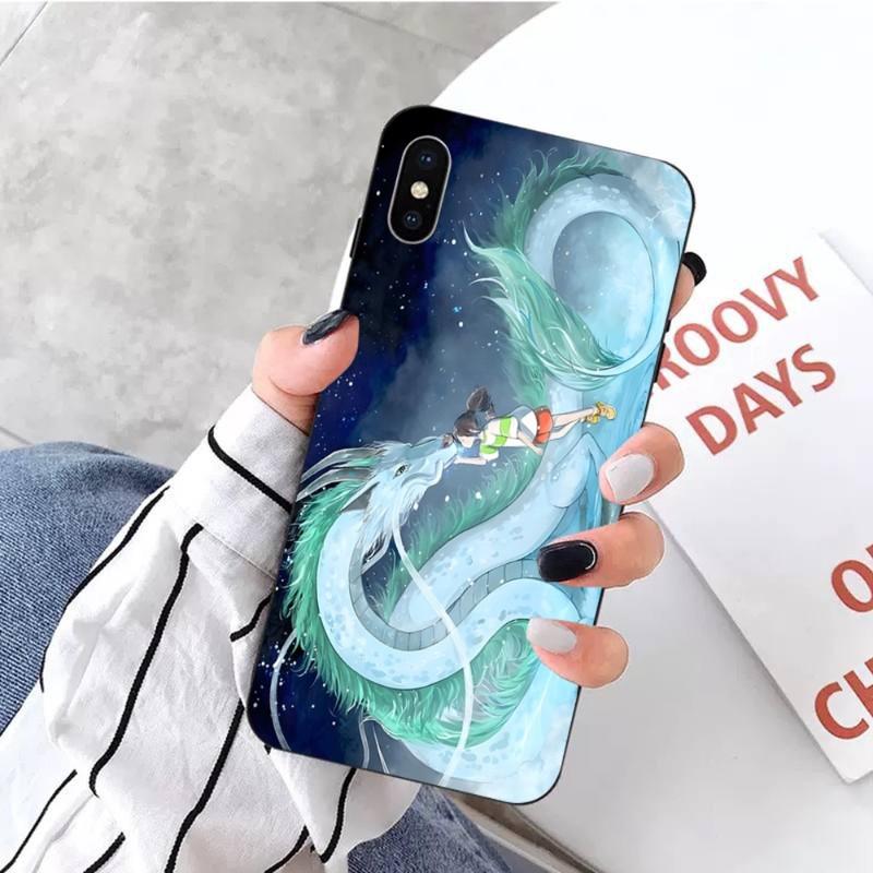 Studio Ghibli Spirited Away She Phone Case For IPhone 14 13 12 11 XS X 8 7 6 Plus Mini Pro Max SE 2022 Soft Black Phone Cover
