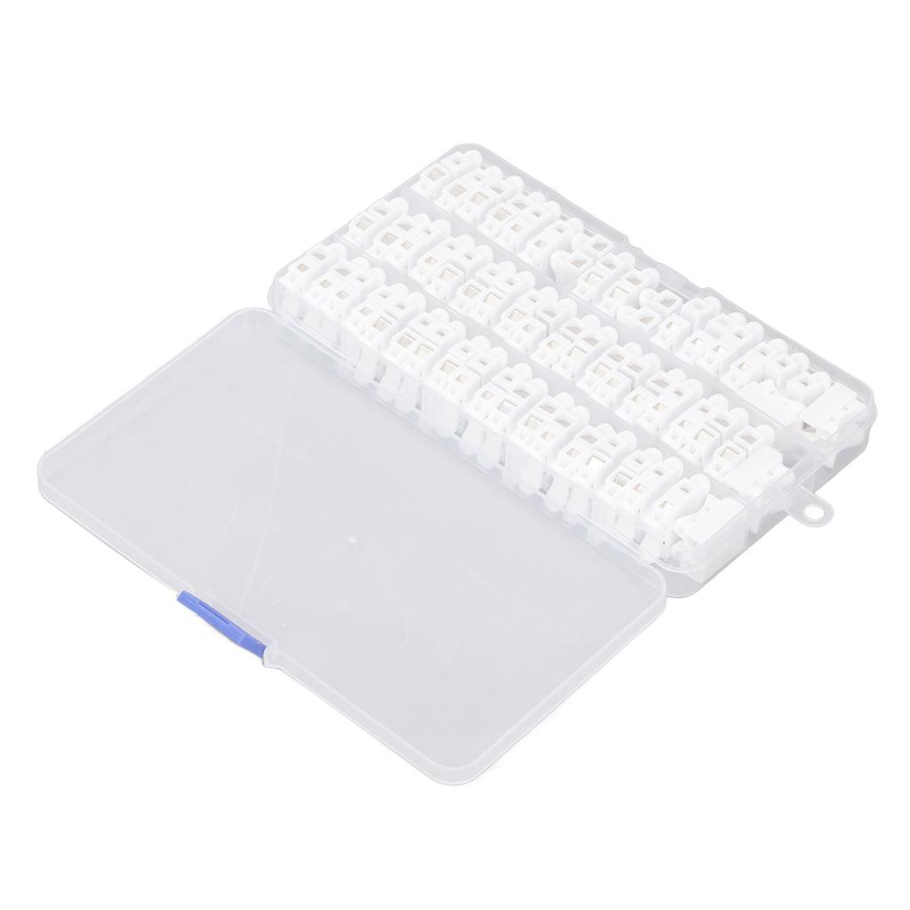 55 Pcs Push Quick Wire Connector 2 Pin Push in Spring Clamp Terminal Flame Retardant Wiring Connector 250V 2A