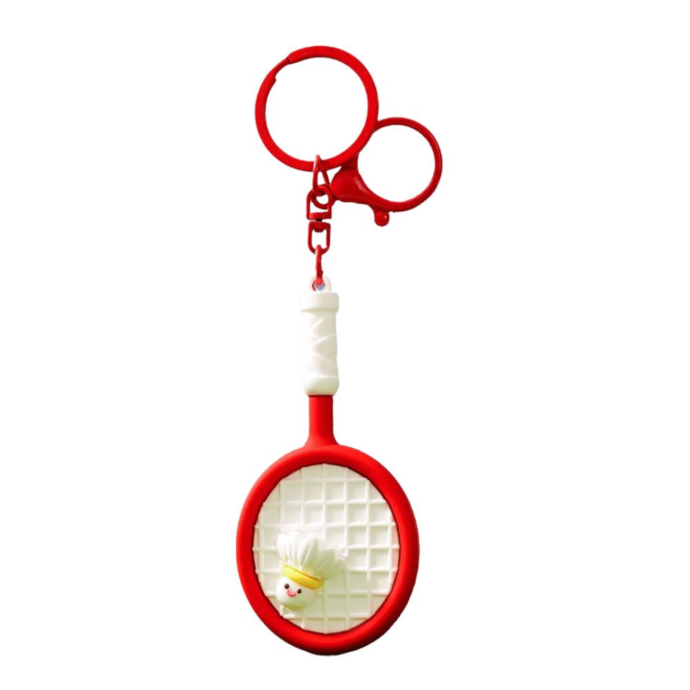 Cartoon Badminton Keyring 3D Bag Pendant Cute Badminton Racket Keychain  Couple's Gift