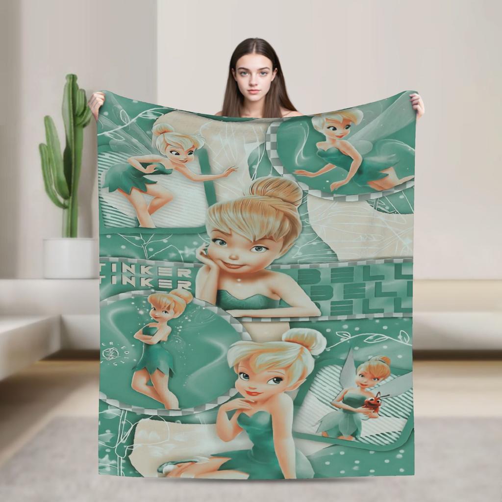 Tinker Bells Flannel Blankets Winter  Soft Warm Bedding Throws for Girls Boys Living Room Graphic Bedspread Sofa Bed Cover