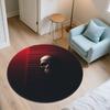 Red and Black Skull,Round Area Rug,Carpet Rug for Living Room Bedroom Sofa Playroom Decor,Non-slip Floor Mat