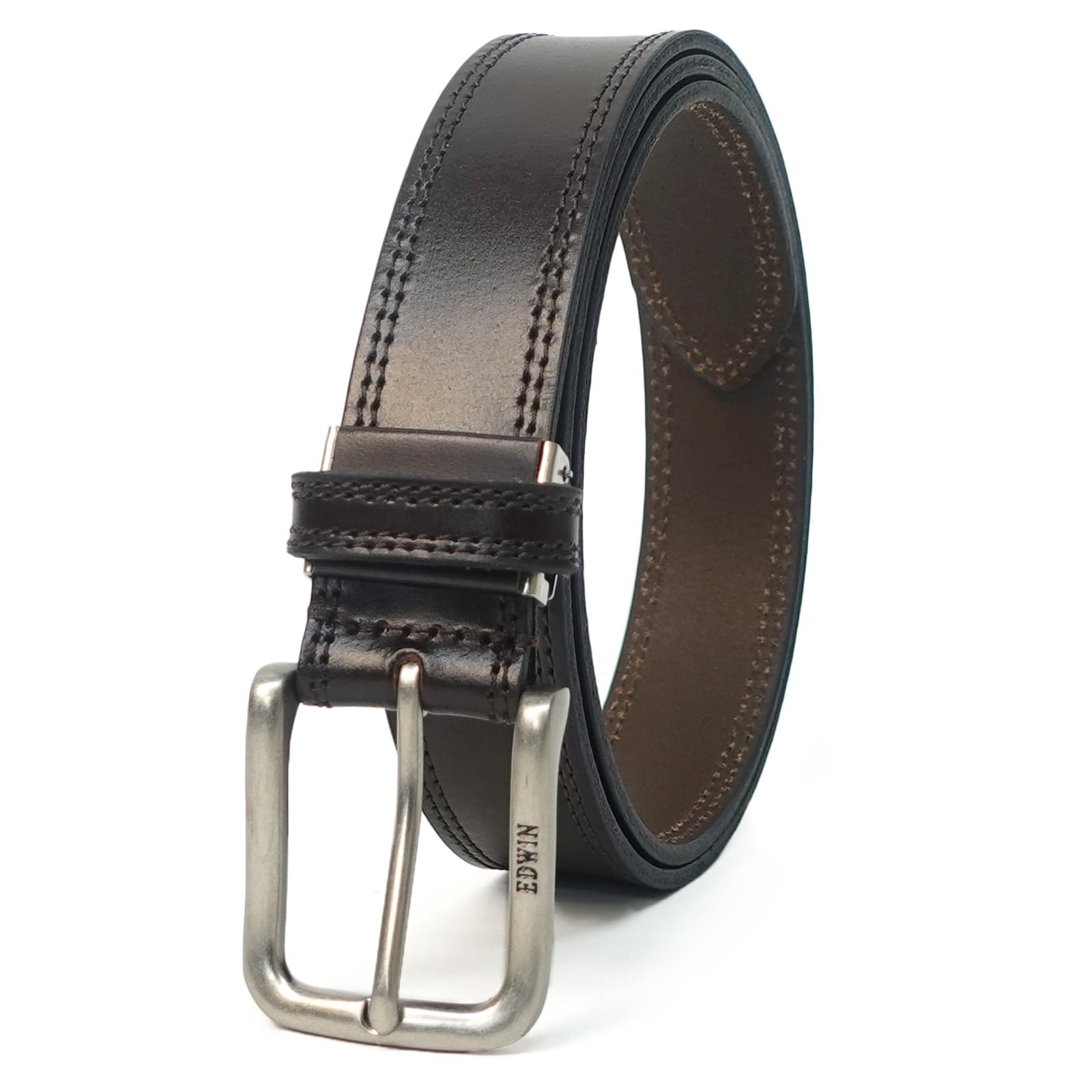 

EDWIN 35мм Сделано из коровьей кожи Темный Ширина х Длина 116см Мужской ремень, 118см, Япония, Двойная прострочка, Кожа, Коричневый, 22269286, 3.0см