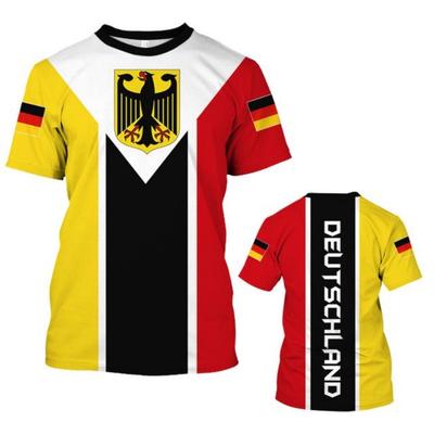 Koszulka z nadrukiem 3D Flaga Niemiec Męska Koszulki z wzorem niemieckiej piłki nożnej Letnia odzież uliczna sportowa z okrągłym dekoltem Koszulki z krótkim rękawem