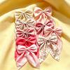 8Pcs Ribbon Tail Floral Print Bow Hair Clips Fabric Ribbon Spring Clips  Daily Wear