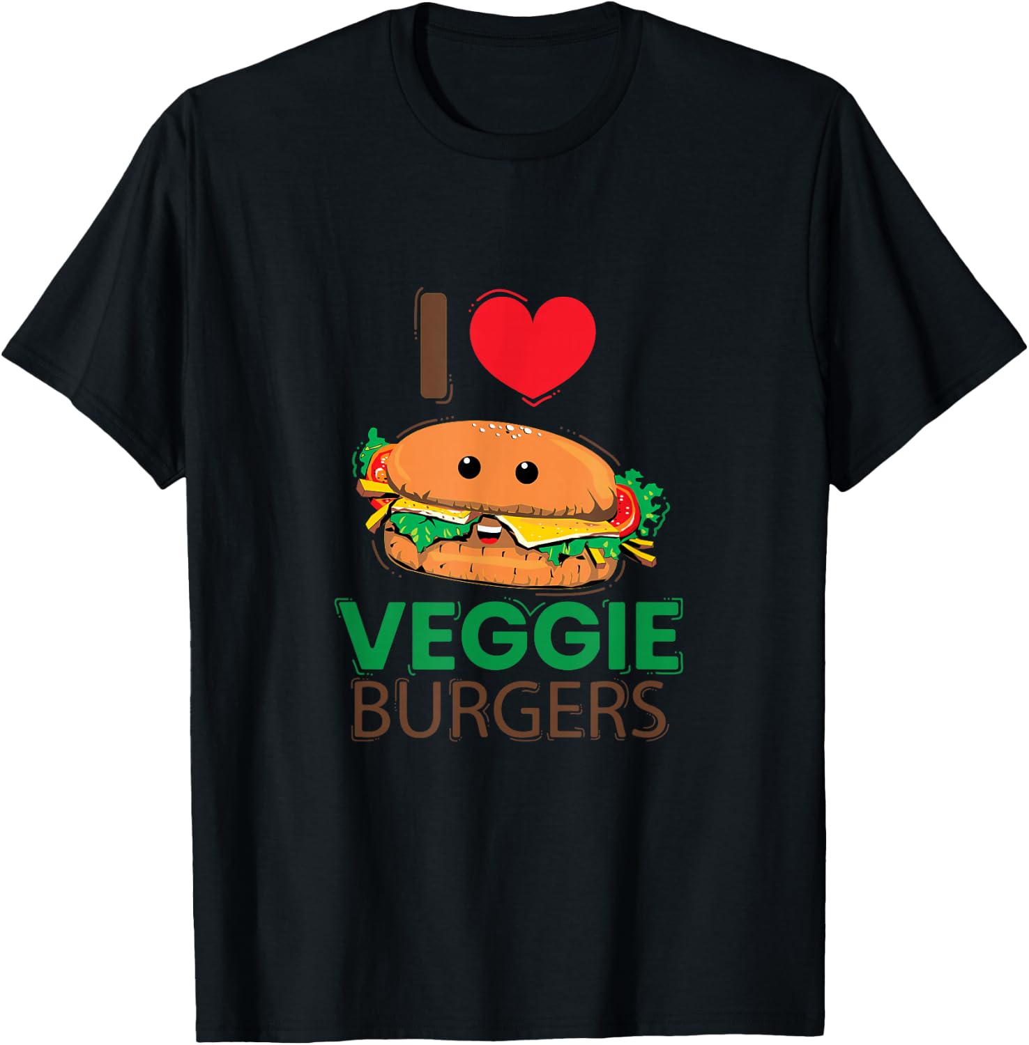 I Love Veggie Burger! Vegetarian Gift Fun T-Shirt Unisex T-Shirt S