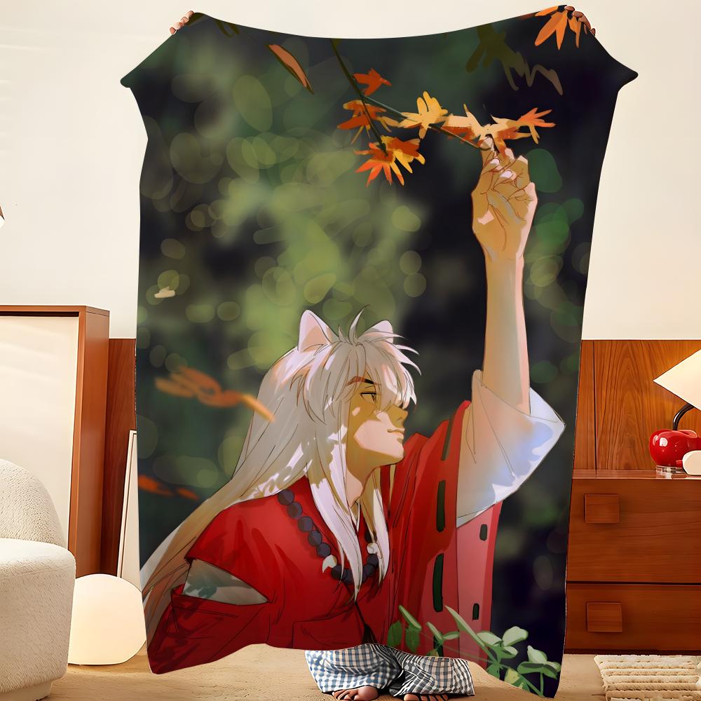 Couverture jetée en flanelle I-Inuyasha, Légère et douillette, Durable, Lavable, Mignonne, Cool