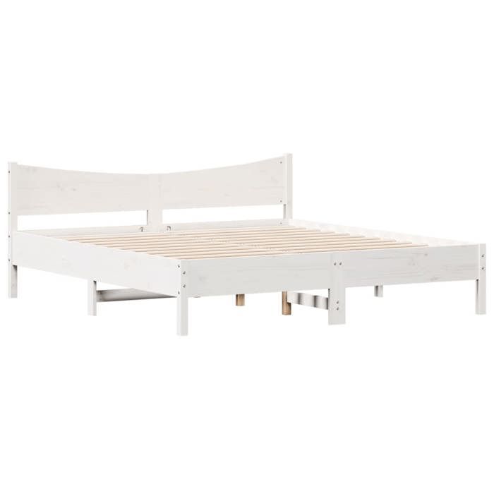 VidaXL Bed Frames and Headboards, Double Bed with Slatted Base, Adult Bedroom Bed, Modern, White 180x200 Cm Wood 3216361