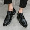 Men's Casual Large Size 48 Gradual Change Color Fashion Pointed Glossy Business Dress Lace-up Leather Shoes