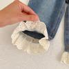 Girls' Sweet Korean Style Lace-Trim Elastic Waist Jeans