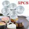 5pcs Aluminum Alloy Cake Mold Cupcake Pan Pudding Mold DIY Baking Mold with Removable Bottoms